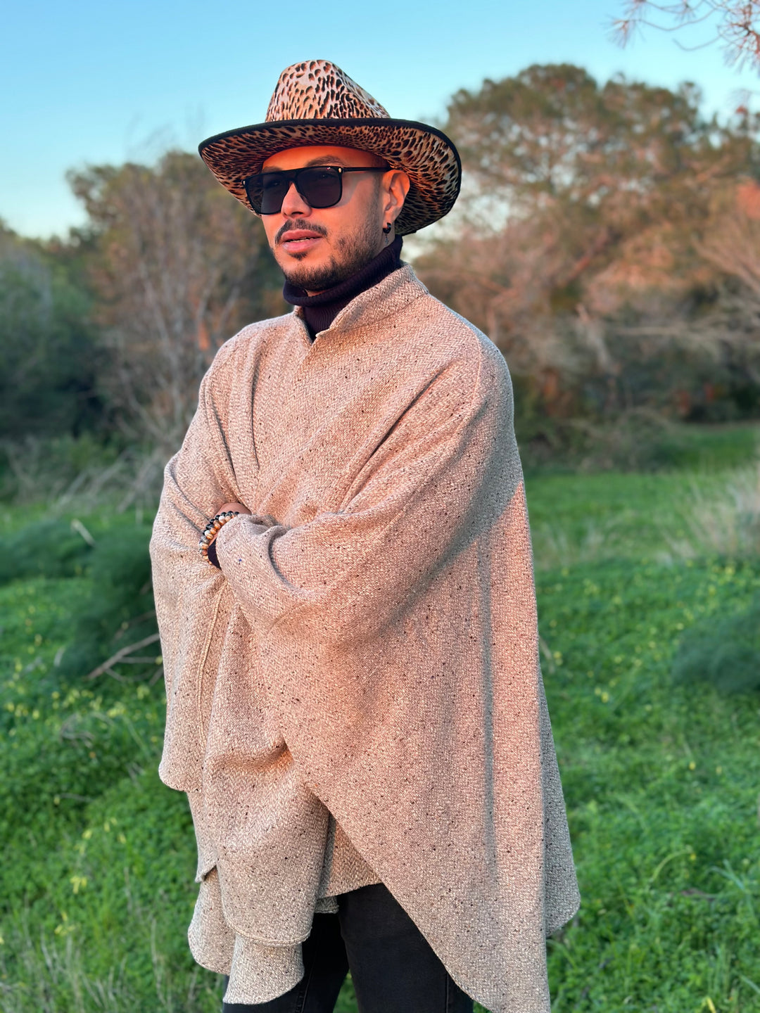 Poncho Laine Beige