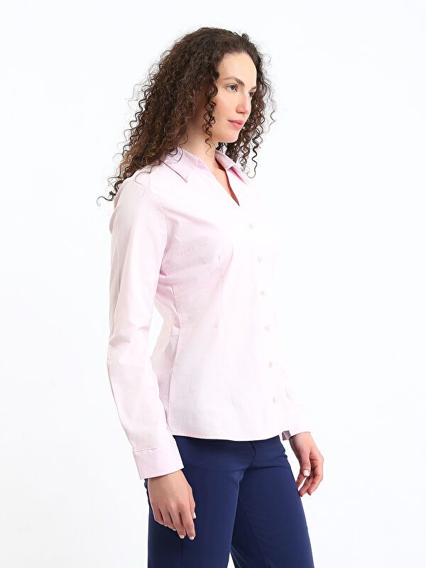 Moudda LC Waikiki - Chemise tissée manches longues Femme Rose clair - Tunisie 4