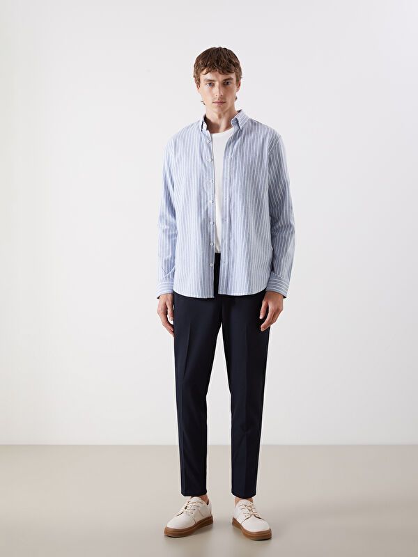 Moudda LC Waikiki - Chemise tissée rayée manches longues Homme Rayures bleues - Tunisie 2