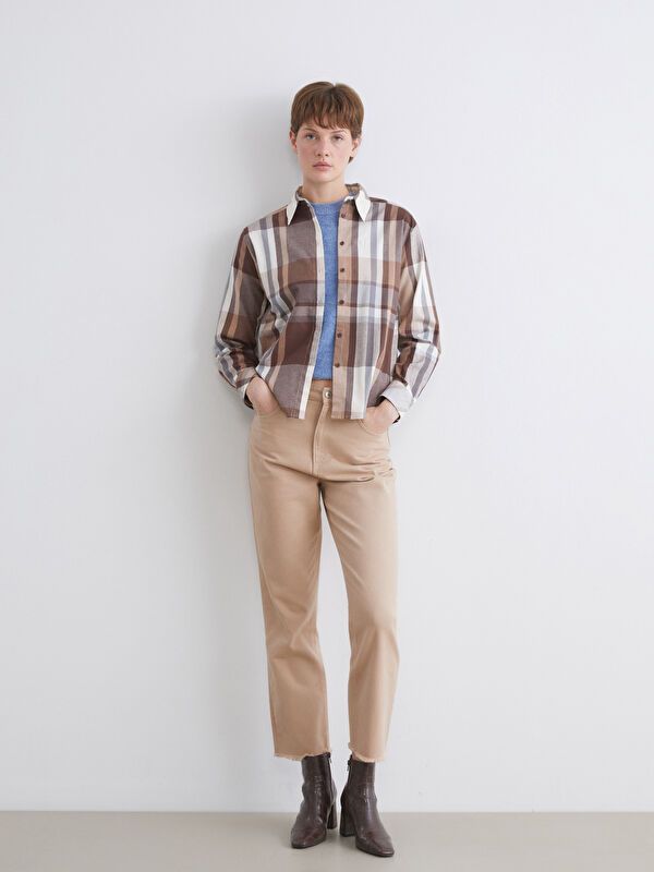 Moudda LC Waikiki - Chemise tissée manches longues Femme À carreaux noirs - Tunisie 2