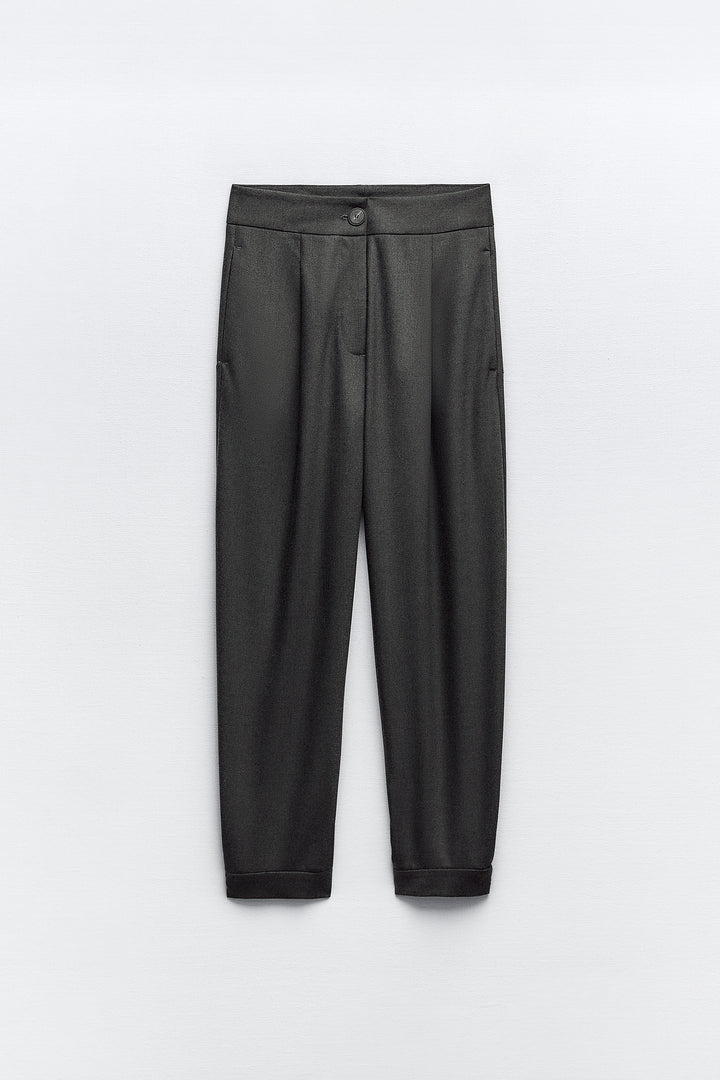 Pantalon Barrel bouton bas resserré