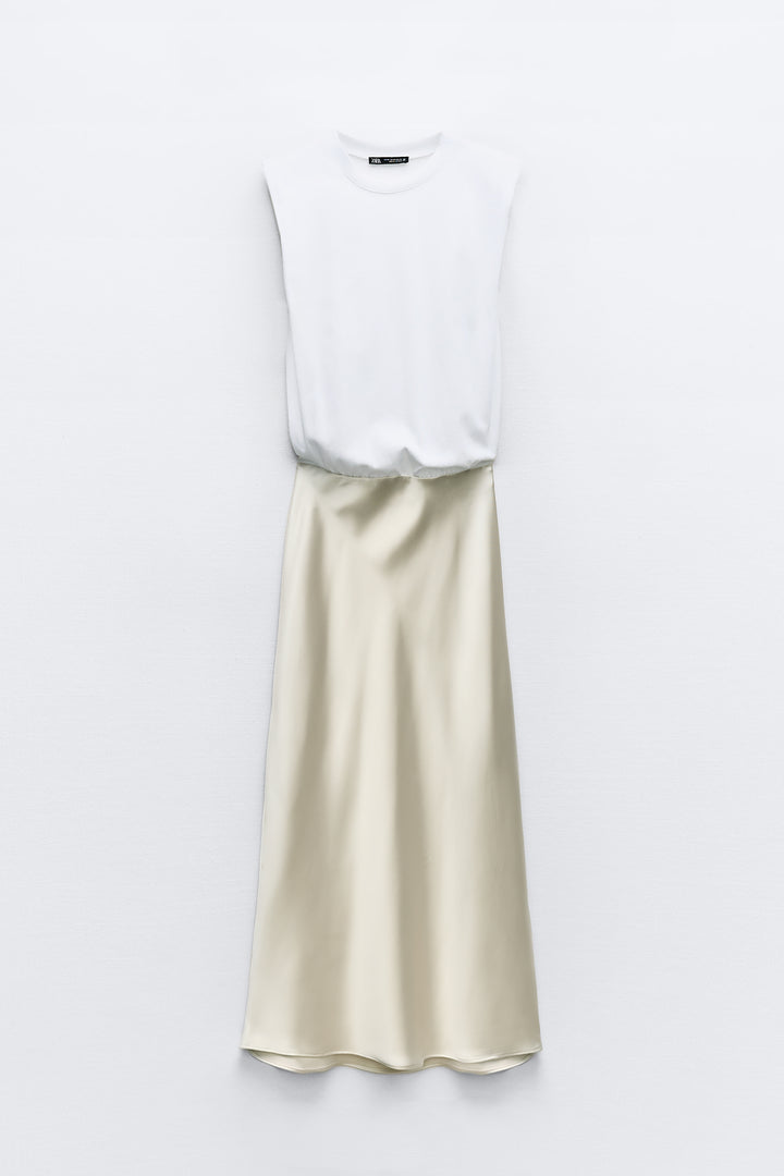 Robe combinée jupe fourreau satin**