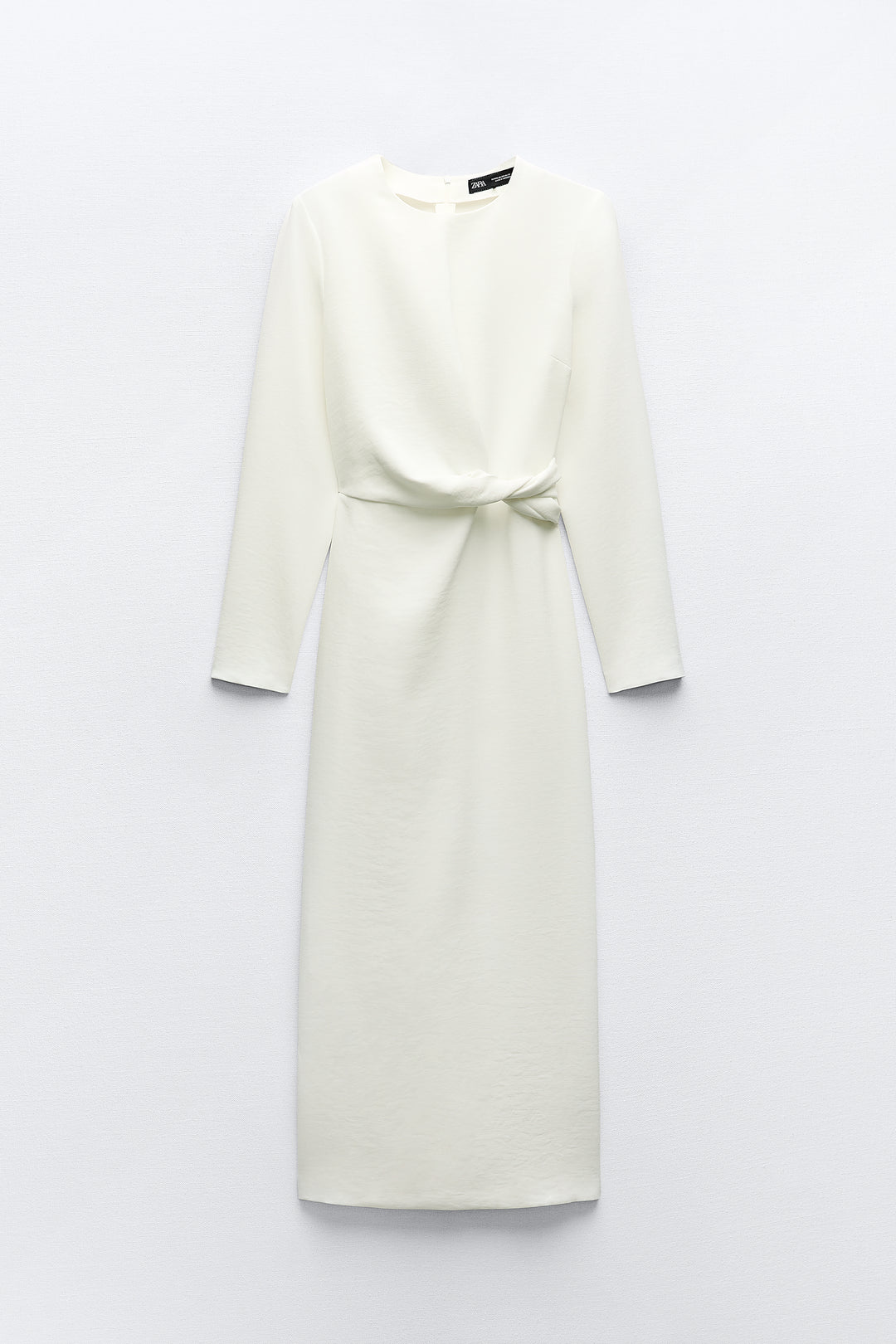 Robe midi crêpe nœud taille**