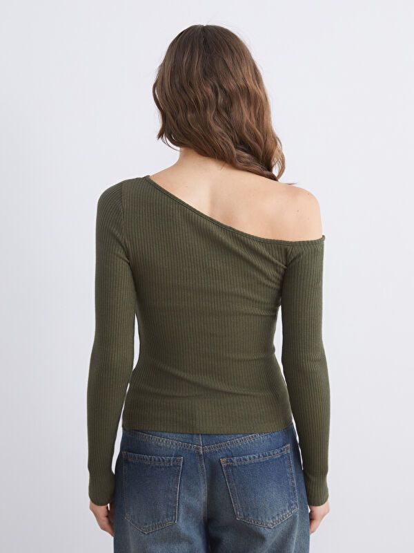 Moudda LC Waikiki - Body en jersey manches longues Femme Vert - Tunisie 4