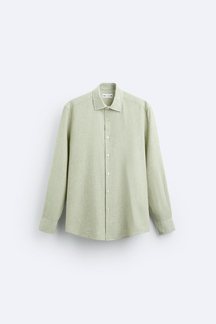 Chemise coton lin rayures