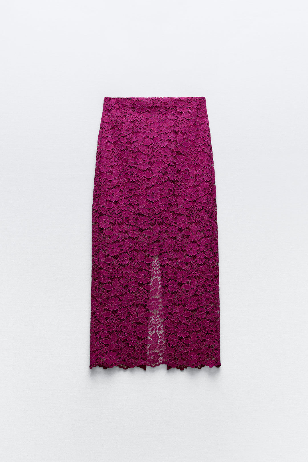 Jupe midi en dentelle transparente**