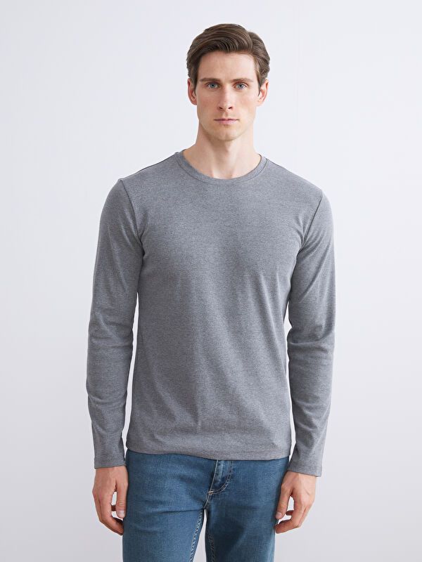 Moudda LC Waikiki - Sweatshirt jersey basique Homme Mélange anthracite - Tunisie 1