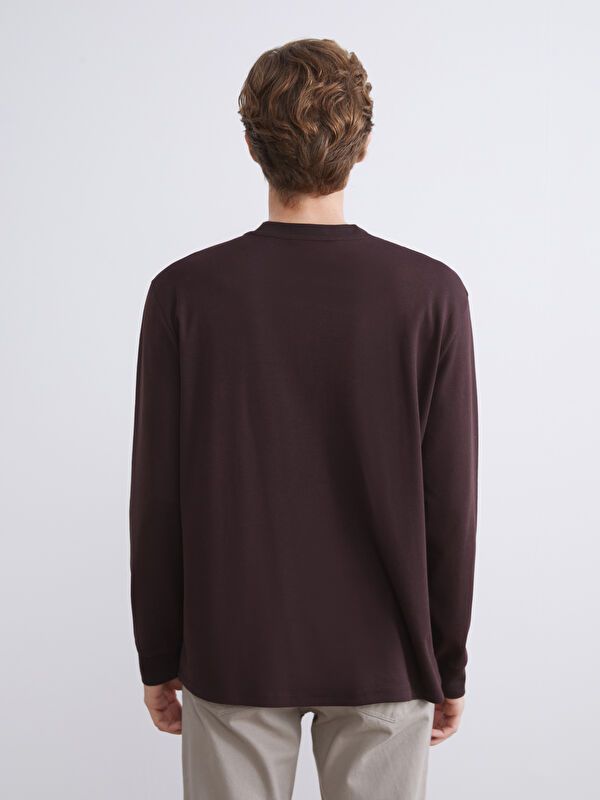 Moudda LC Waikiki - Sweatshirt jersey basique Homme Prune - Tunisie 4