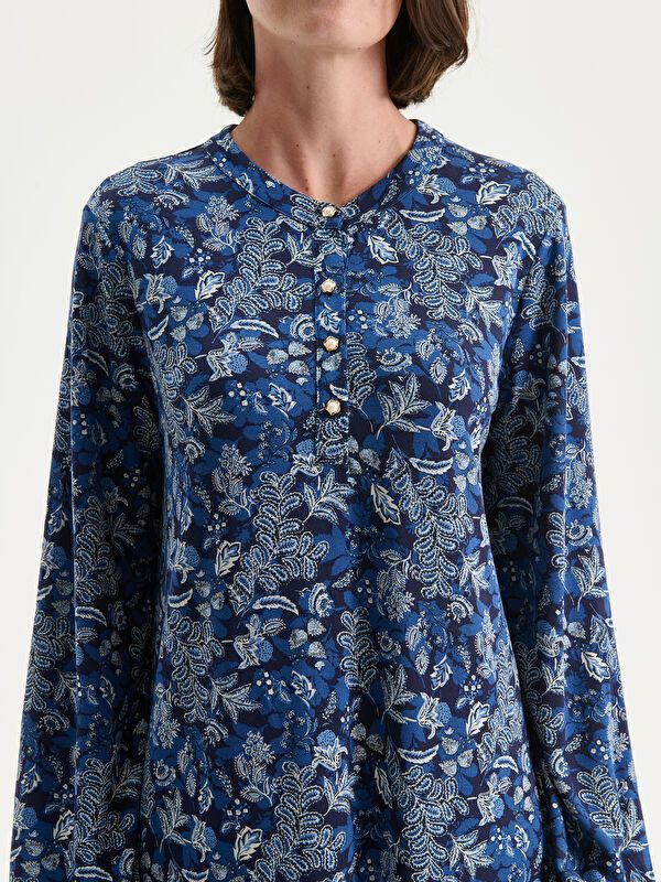 Moudda LC Waikiki - Robe jersey manches longues Femme Imprimé marine - Tunisie 3