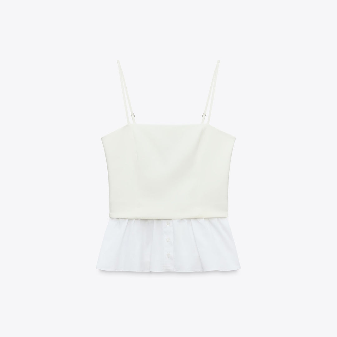 Moudda ZARA - Top Élastique Bretelles - Gabardine & Boutons - Tunisie 1