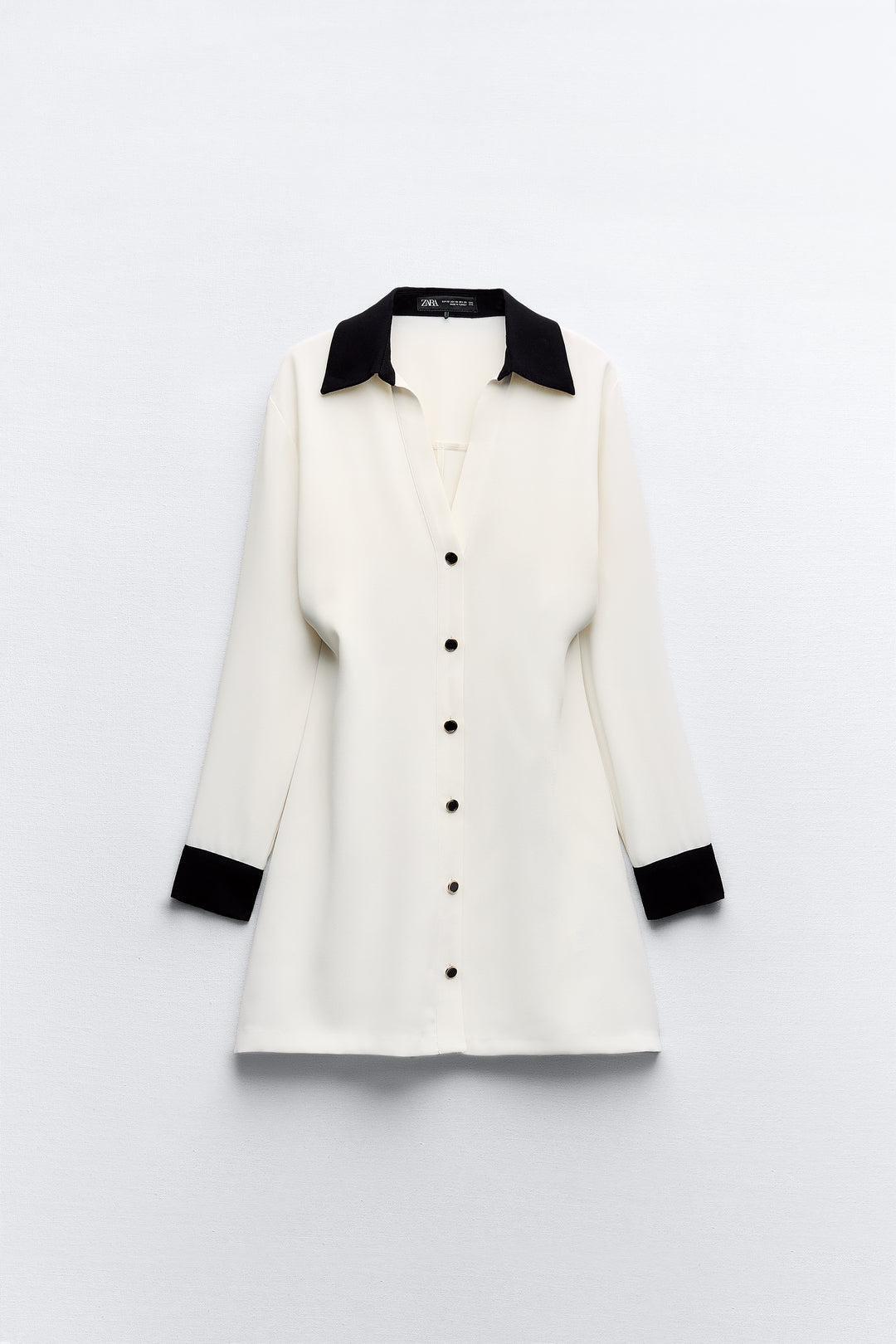 Robe crêpe combinée boutons manches longues**