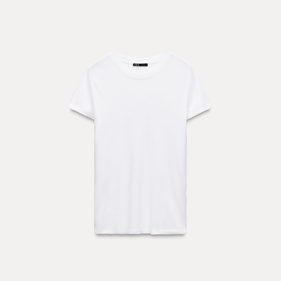 Moudda ZARA - T-shirt côtelé en viscose, manches courtes - Tunisie 3