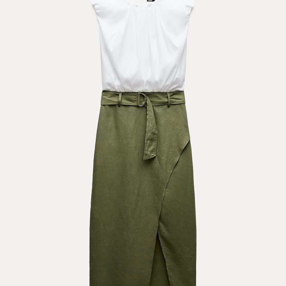 Moudda ZARA - Robe mi-longue tissu combiné haut avec jupe lin/viscose - Tunisie 2