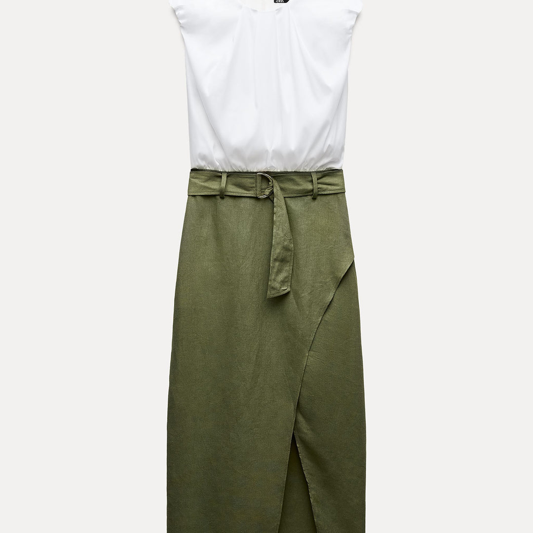 Moudda ZARA - Robe mi-longue tissu combiné haut avec jupe lin/viscose - Tunisie 2