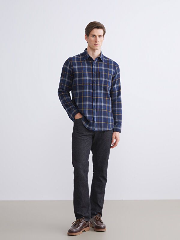 Moudda LC Waikiki - Chemise tissée à carreaux manches longues Homme Carreaux marine - Tunisie 2