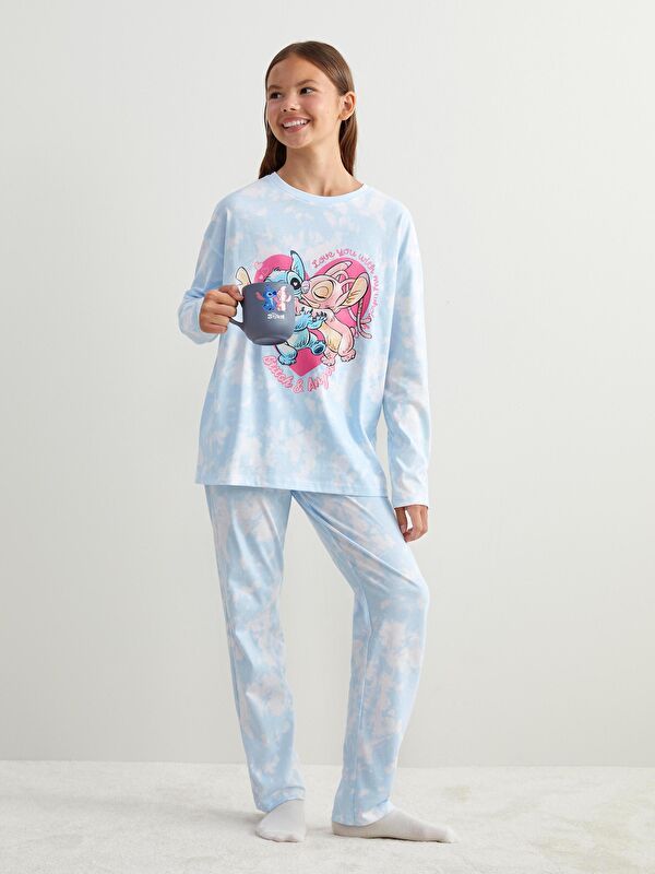 Moudda LC Waikiki - Pyjama en jersey manches longues moyen Fille Imprimé en blanc - Tunisie 1