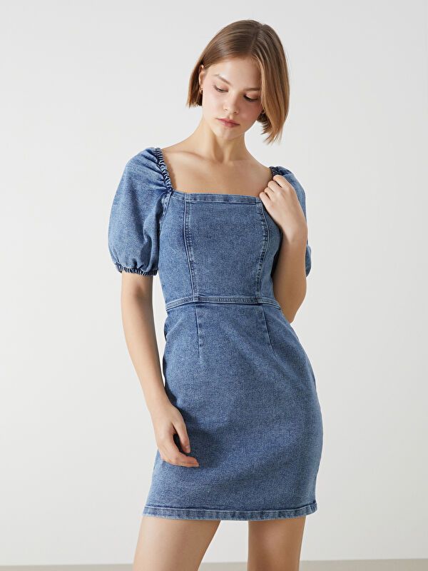 Moudda LC Waikiki - Robe manches courtes en jean pour Femme - Tunisie 2