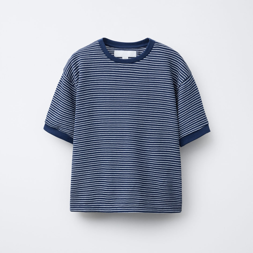 Moudda ZARA - T-Shirt - Maille Coupée & Jacquard Rayures - Tunisie 1