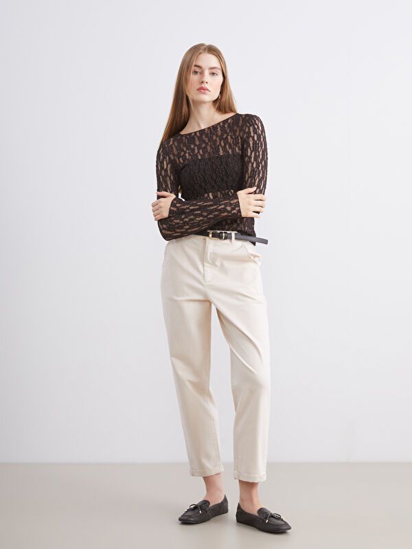 Moudda LC Waikiki - Pantalon tissé moyen Femme Beige - Tunisie 1