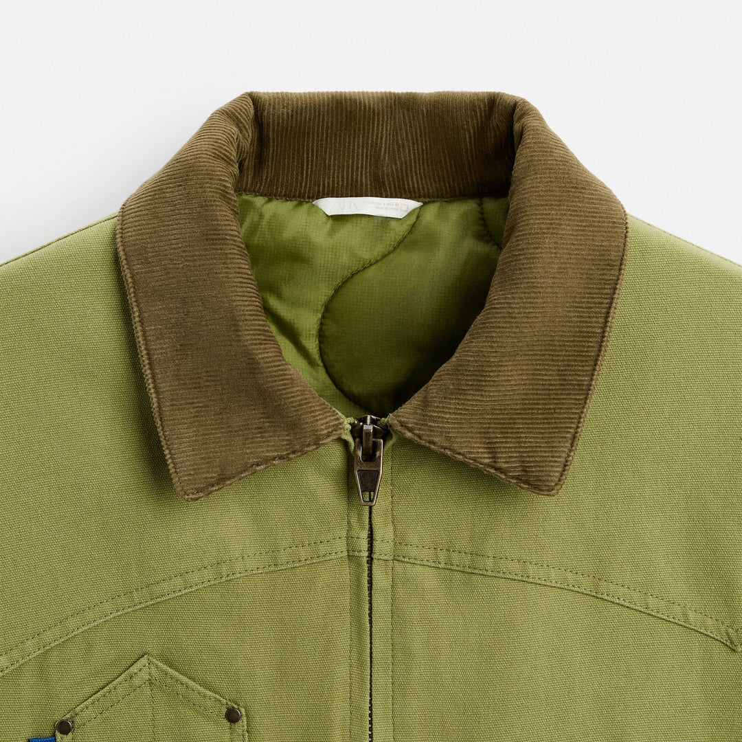 Moudda ZARA - Veste Canvas Vert - Col Velours (Bleu Cobalt) - Tunisie 3