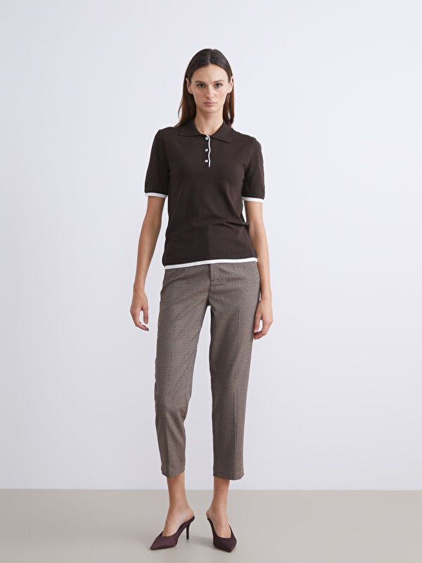 Moudda LC Waikiki - Pantalon tissé moyen Femme À carreaux bruns - Tunisie 1