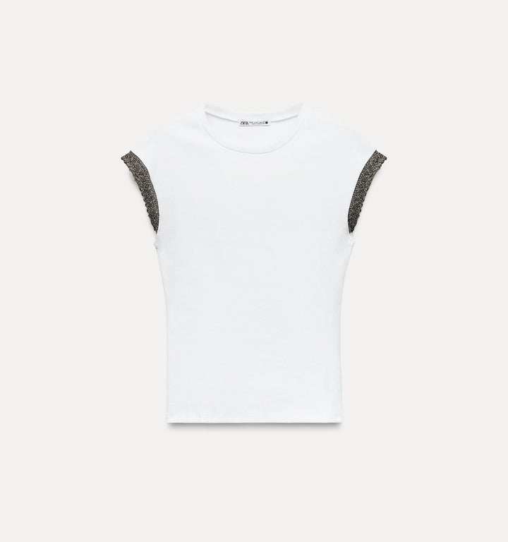 Moudda ZARA - T-shirt tombant avec lurex, en coton extensible - Tunisie 1