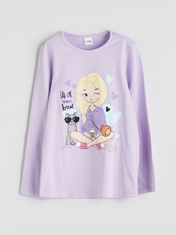 Moudda LC Waikiki - Pyjama en jersey manches longues moyen Fille Lilas - Tunisie 2