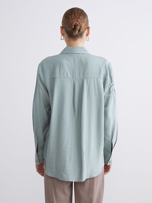 Moudda LC Waikiki - Chemise tissée manches longues Femme Kaki - Tunisie 4