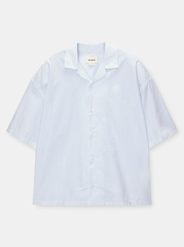 Moudda PULL & BEAR - Chemise Demi-Manches Crop Popeline Rayures - Tunisie 3