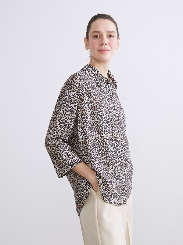 Moudda LC Waikiki - Chemise tissée imprimée manches longues Femme Imprimé en noir - Tunisie 1