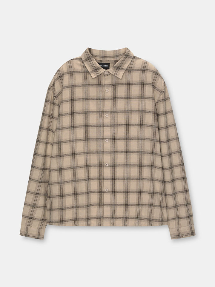 Moudda PULL & BEAR - Chemise Manches Longues Lavage Acide Écru - Tunisie 2