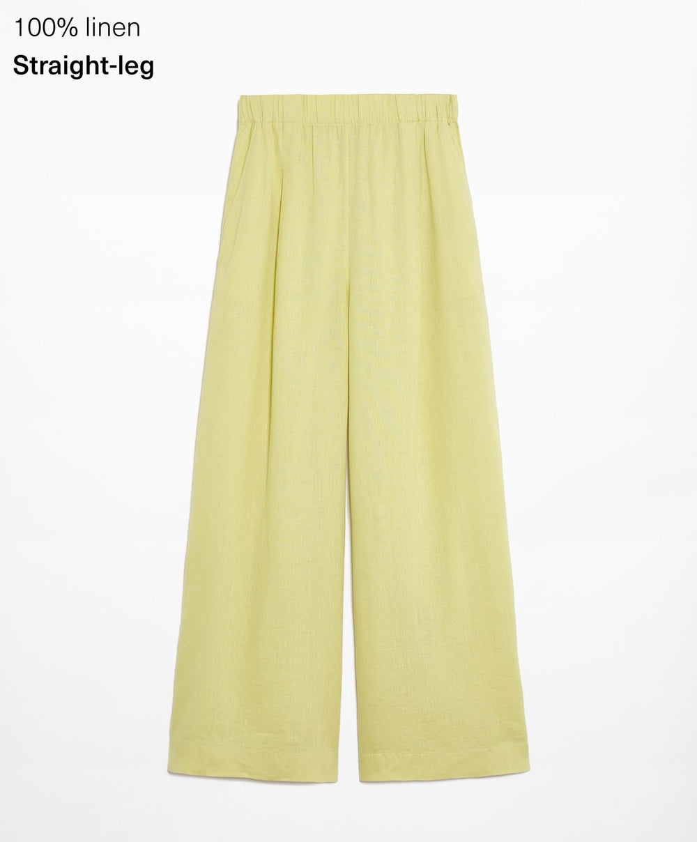 Moudda Oysho - Pantalon 100% Lin Jambe Large Taille Moyenne - Tunisie 2