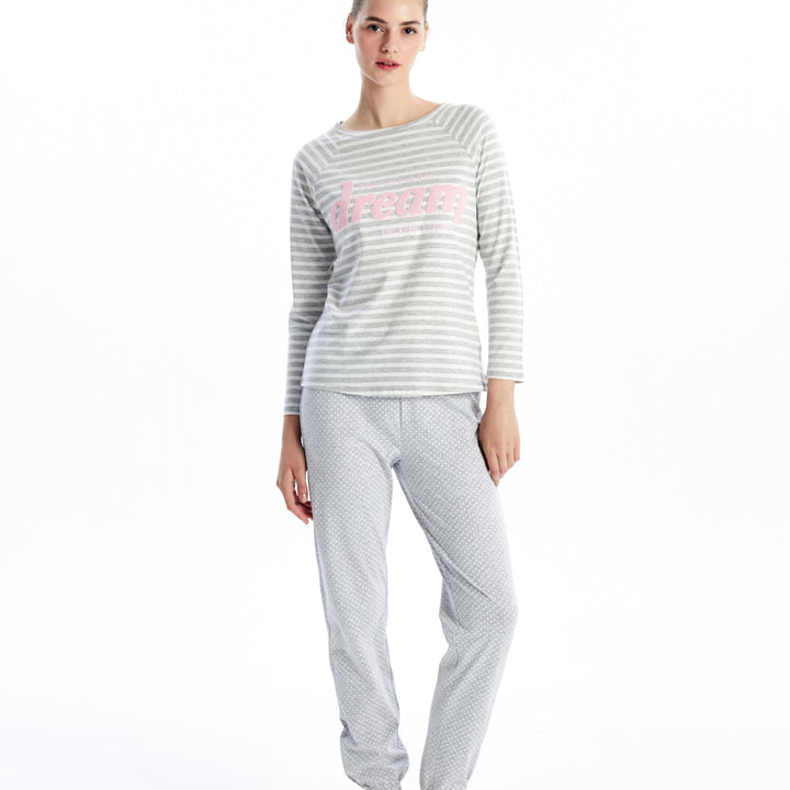 Moudda LC Waikiki - Pyjama en jersey manches longues Femme Mélange gris à - Tunisie 2