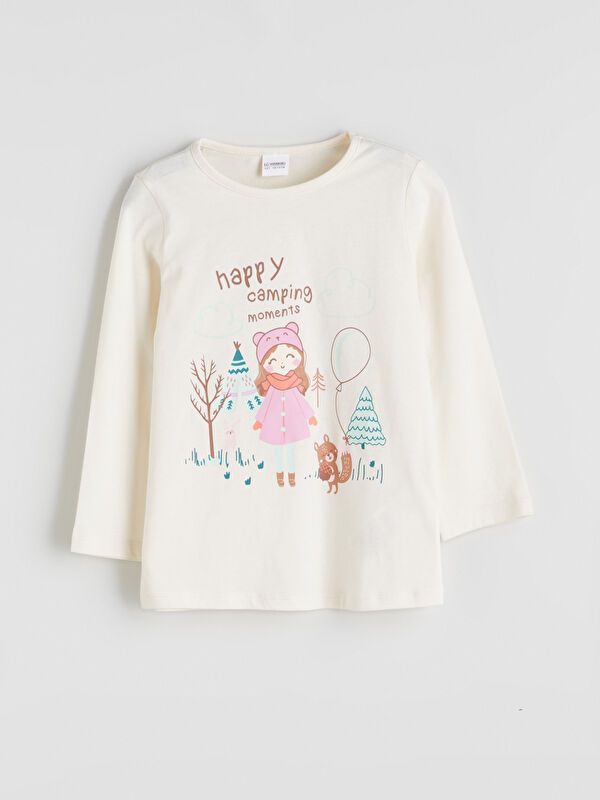 Moudda LC Waikiki - Pyjama en jersey manches longues moyen Fille Crème - Tunisie 2