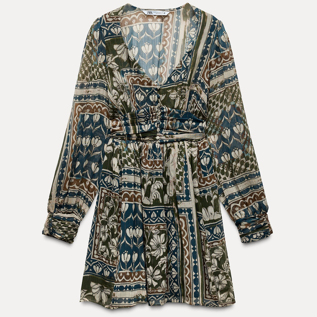 Moudda ZARA - Robe courte imprimée patchwork lurex - Tunisie 1