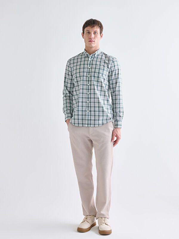 Moudda LC Waikiki - Chemise tissée à carreaux manches longues Homme À carreaux verts - Tunisie 2