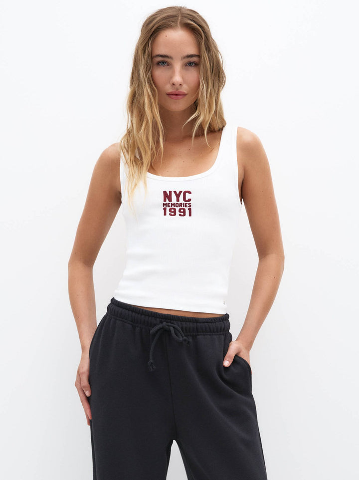 Moudda PULL & BEAR - Top Pacific Brodé Villes Blanc - Tunisie 8