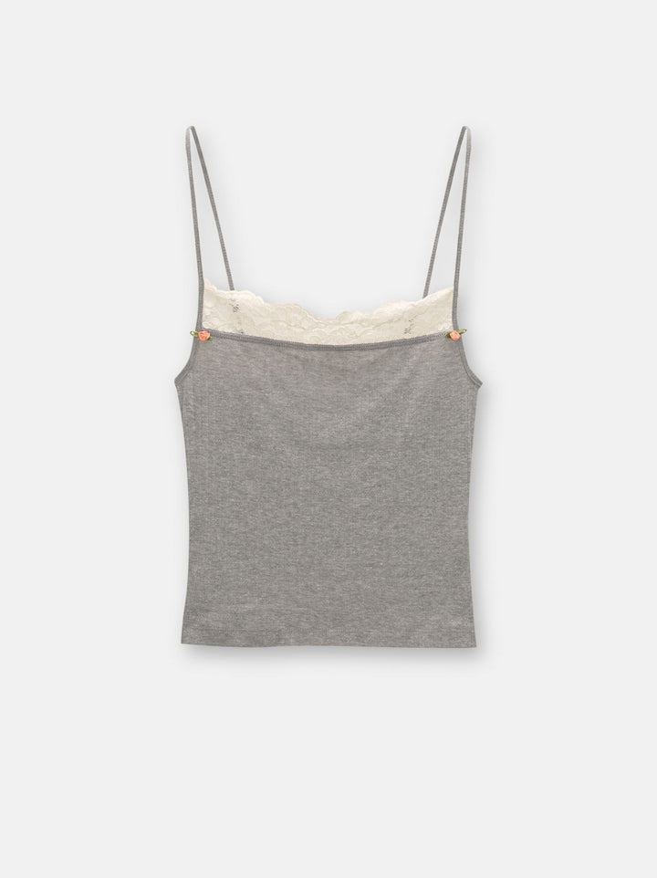 Moudda PULL & BEAR - Body Top Dentelle Droit Gris - Tunisie 4