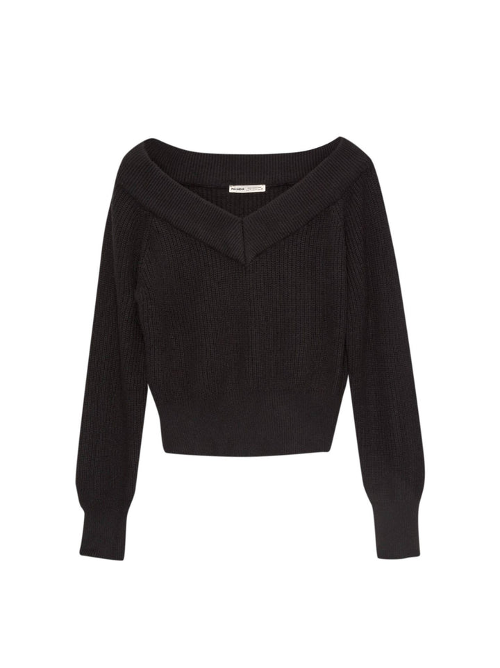 Moudda PULL & BEAR - Pull Crop Perlé Bardot Col V Double Way - Tunisie 2