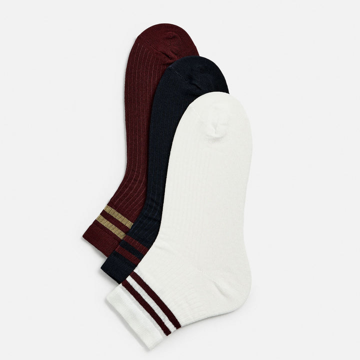 Moudda ZARA - Chaussettes Sport - Mi-haute (Blanc/Bordeaux/Marine) Pack 3 - Tunisie 1