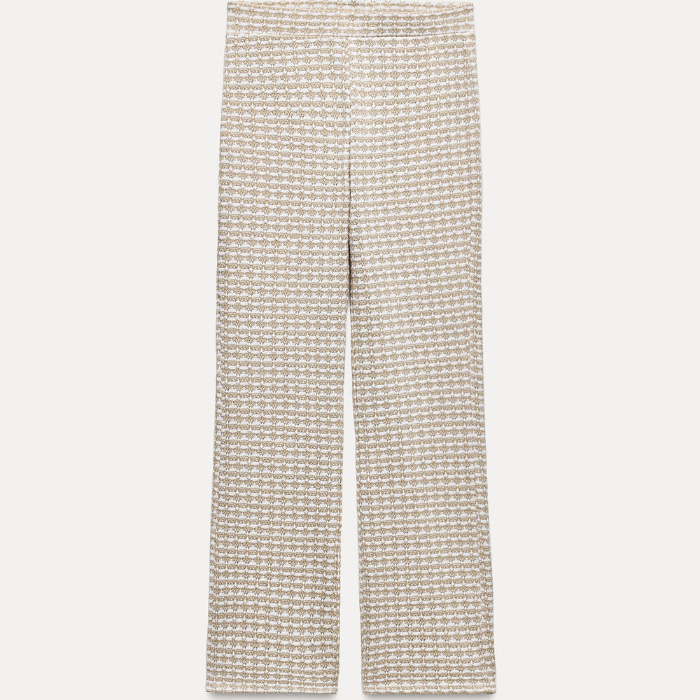 Moudda ZARA - Pantalon 7/8 jacquard structuré, coloris crème - Tunisie 2