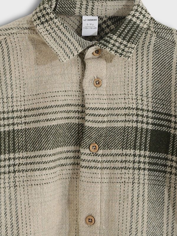 Moudda LC Waikiki - Chemise tissée manches longues Garçon Carreaux kaki - Tunisie 4