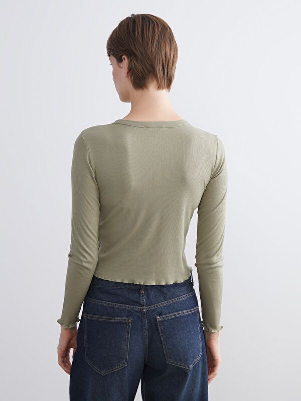 Moudda LC Waikiki - Body jersey manches longues Femme Kaki clair - Tunisie 4