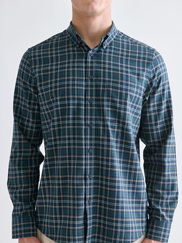 Moudda LC Waikiki - Chemise tissée à carreaux manches longues Homme À carreaux verts - Tunisie 3