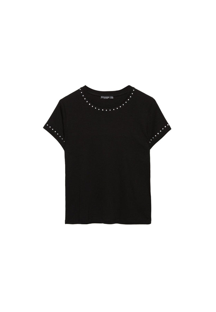 Moudda STRADIVARIUS - T-Shirt Regular M/C Col Rond Fitted avec Détail Clous - Tunisie 1