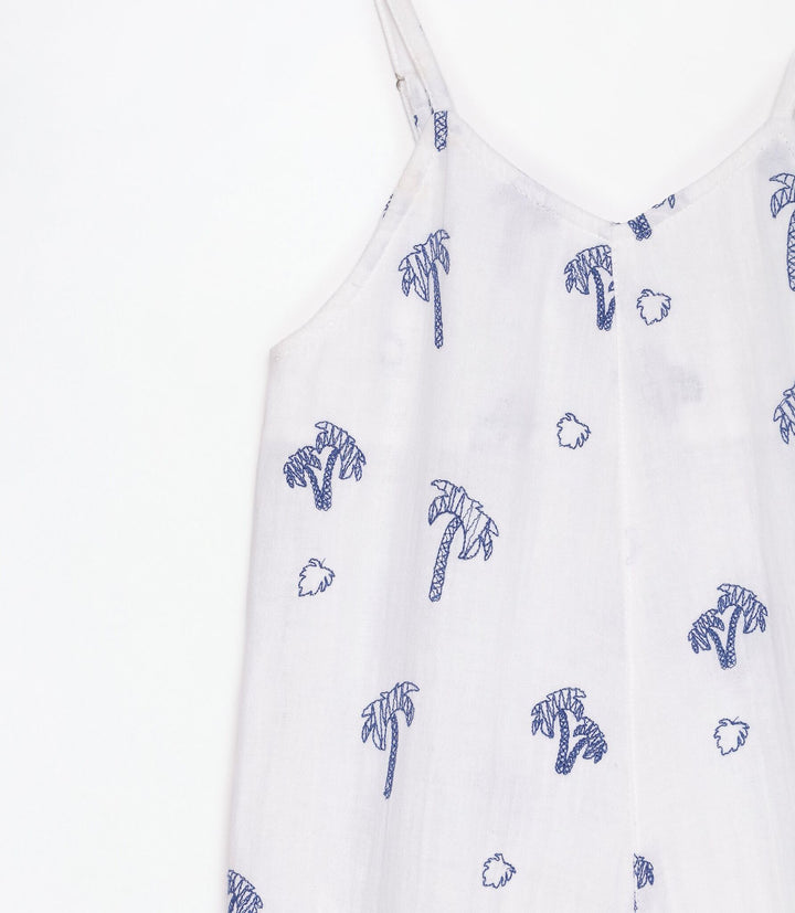 Moudda Lefties - Salopette Longue Denim Léger - Broderie Fille D5 (Blanc) - Tunisie 4
