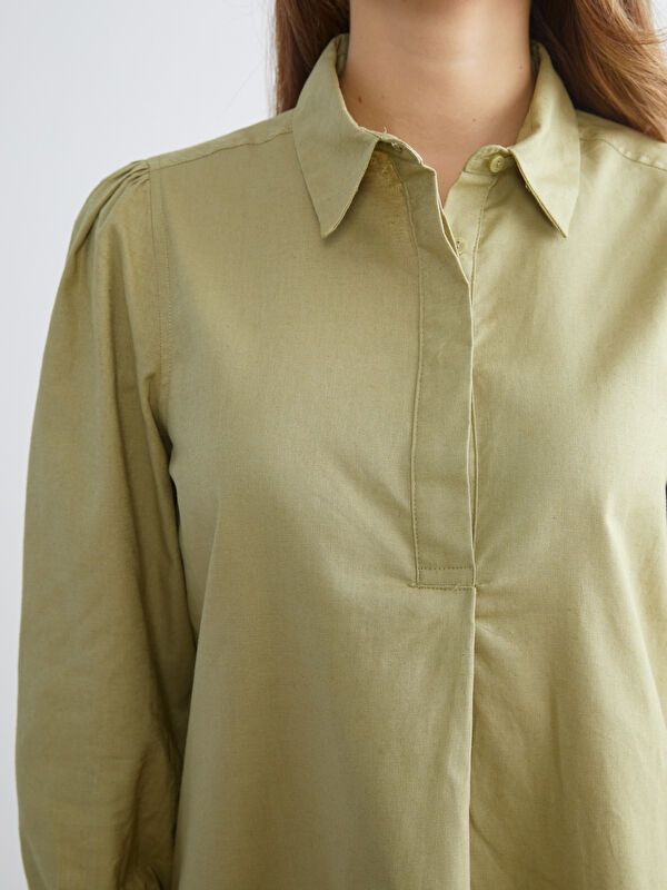 Moudda LC Waikiki - Blouse tissée manches longues Femme Kaki - Tunisie 3