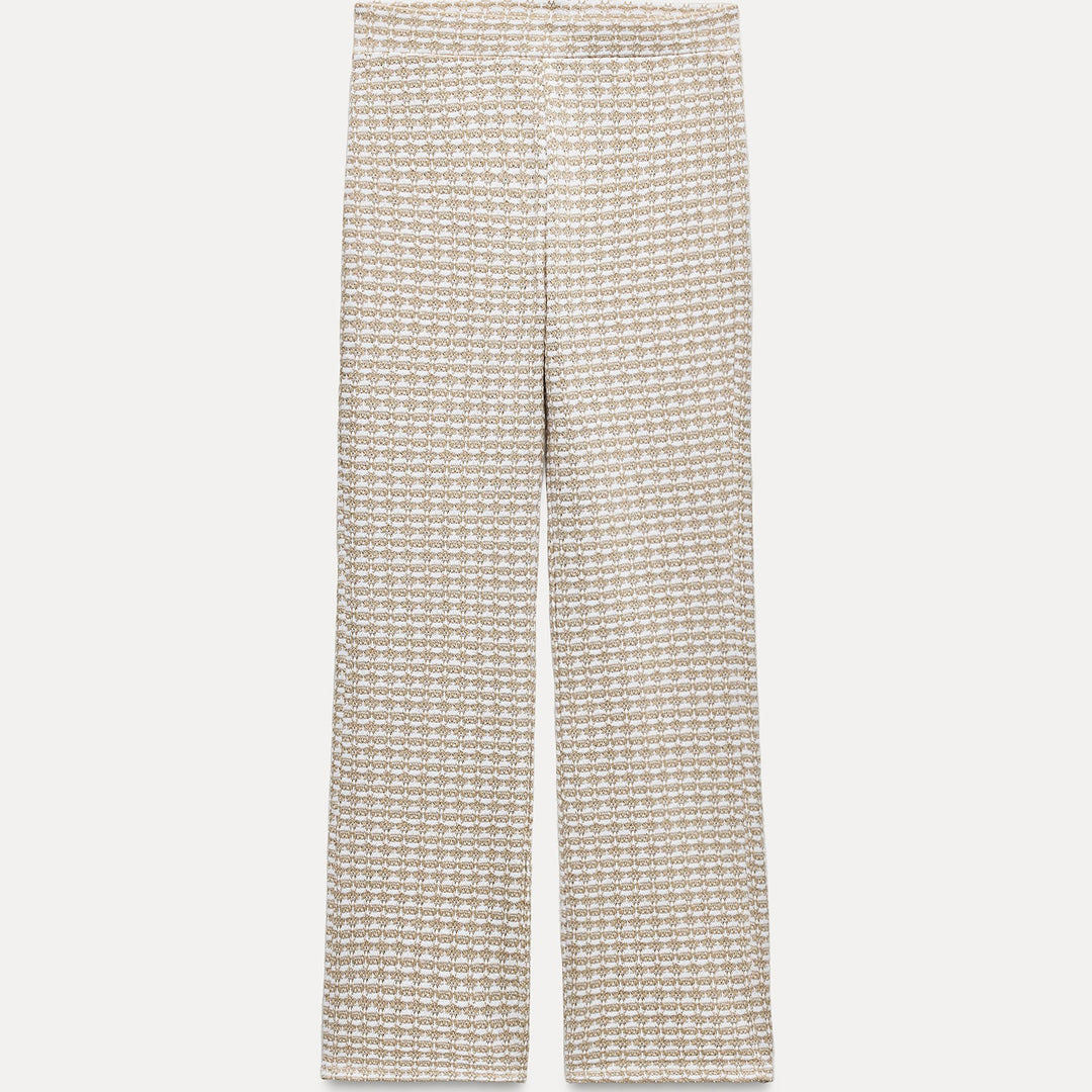 Moudda ZARA - Pantalon 7/8 jacquard structuré, coloris crème - Tunisie 1