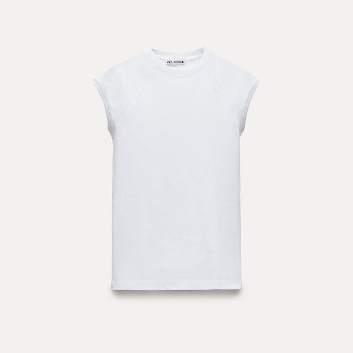 Moudda ZARA - T-shirt Coton Lavé Manches Courtes Raglan - Tunisie 2