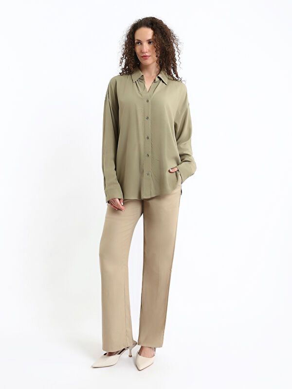 Moudda LC Waikiki - Pantalon tissé moyen Femme Brun clair - Tunisie 1